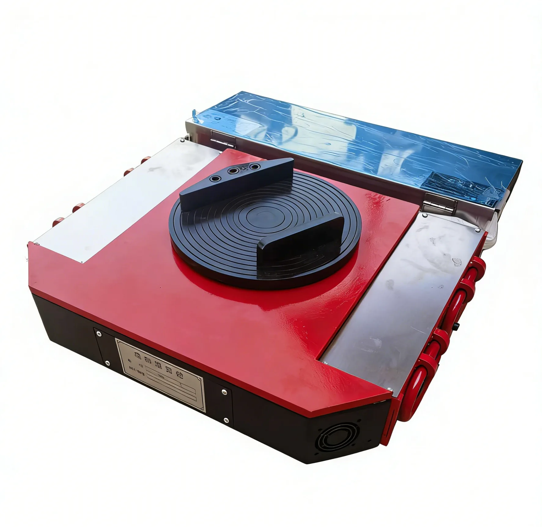 Remote control electric tank car moving heavy equipment in factory